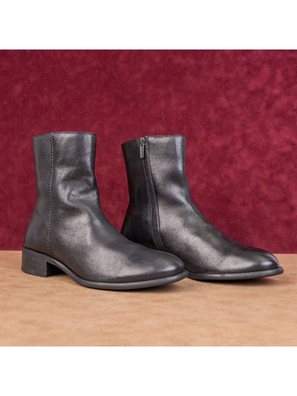 La Canadienne Women Waterproof Black Leather Zip Dress Mid Boots sz 11